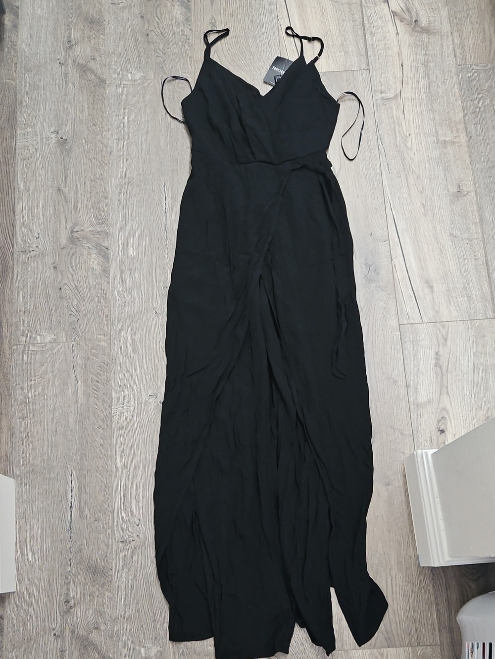 Forever 21 Black Spaghetti Strap Maxi Jumpsuit